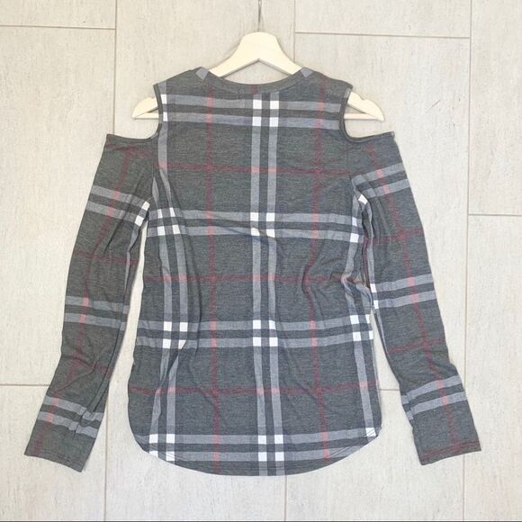 Plaid Cold Shoulder Top - Picture 4 of 5